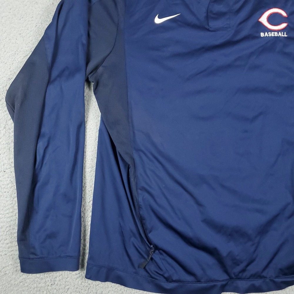 Nike Cincinnati Reds Pullover Mens Large Blue Long Sleeve Windbreaker  *STAINED* - Picture 3 of 11